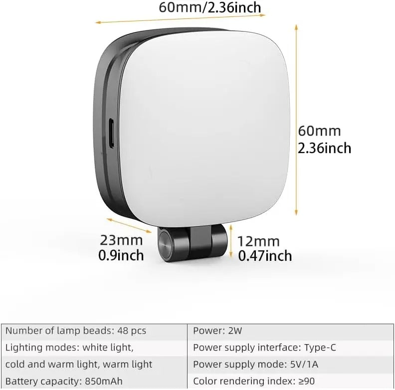 Mini Portable Magnetic Selfie Light with Mirror 360 Degree Flip