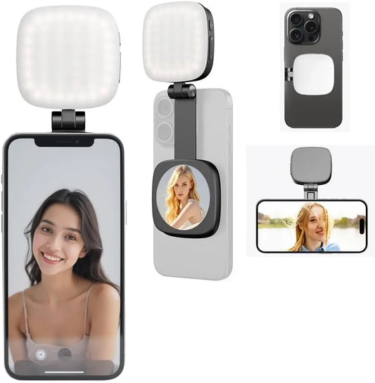 Mini Portable Magnetic Selfie Light with Mirror 360 Degree Flip